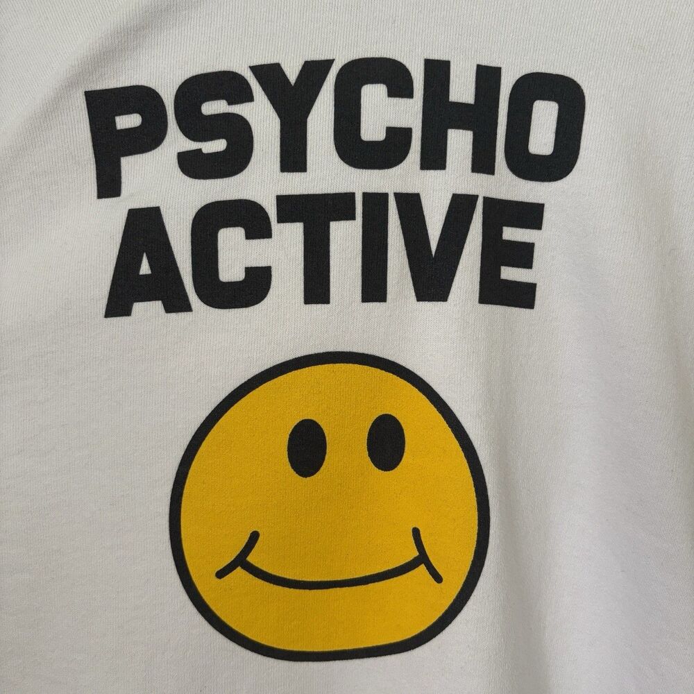 NWT MJ Ultra Psycho Active Pullover Hoodie Smiley Face Mens Large L *flaws* - Picture 6 of 9